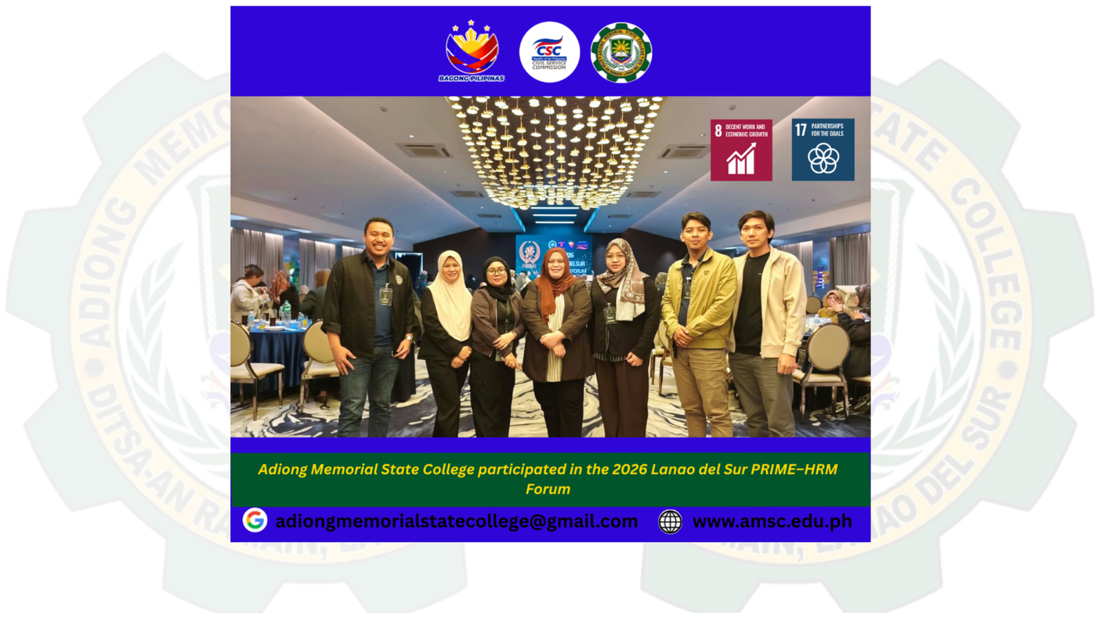 Adiong Memorial State College participated in the 2026 Lanao del Sur PRIME–HRM Forum